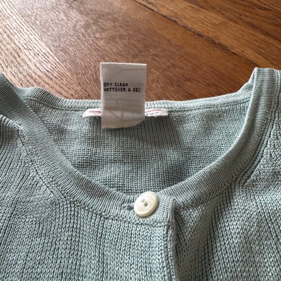 Talbots Womens Sz L Cardigan Sweater 100% Silk Light Blue Button-Up - Picture 6 of 8